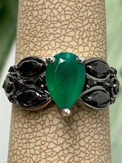 *Кольцо р.16,5 Зеленый Агат арт. 01-2091/00АГ-00-012 вес 3,41 г - фото 279749