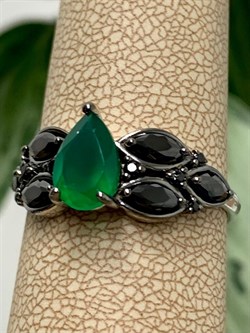 *Кольцо р.16,5 Зеленый Агат арт. 01-2091/00АГ-00-012 вес 3,41 г - фото 279750