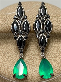 *Серьги Микс Зеленый Агат арт. 02-2091/00АГ-00-231 вес 5,62 г - фото 279751