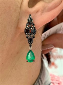 *Серьги Микс Зеленый Агат арт. 02-2091/00АГ-00-231 вес 5,62 г - фото 279753