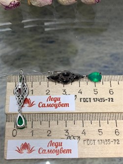 *Серьги Микс Зеленый Агат арт. 02-2091/00АГ-00-231 вес 5,62 г - фото 279755