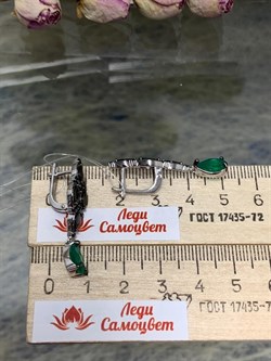 *Серьги Микс Зеленый Агат арт. 02-2091/00АГ-00-231 вес 5,62 г - фото 279756