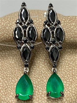 *Серьги Микс Зеленый Агат арт. 02-2091/00АГ-00-231 вес 5,62 г - фото 279758