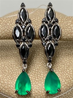 *Серьги Микс Зеленый Агат арт. 02-2091/00АГ-00-231 вес 5,62 г - фото 279759