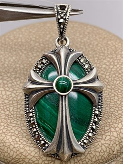 *Подвеска Микс Марказит Малахит арт. П 808-380 вес 6,64 г - фото 279818 *Подвеска Микс Марказит Малахит арт. П 808-380 вес 6,64 г - фото 279818