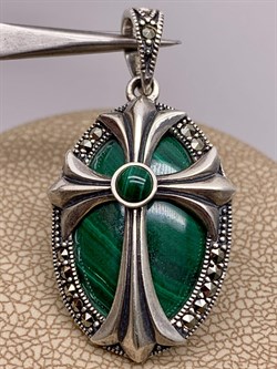 *Подвеска Микс Марказит Малахит арт. П 808-380 вес 6,64 г - фото 279820 *Подвеска Микс Марказит Малахит арт. П 808-380 вес 6,64 г - фото 279820