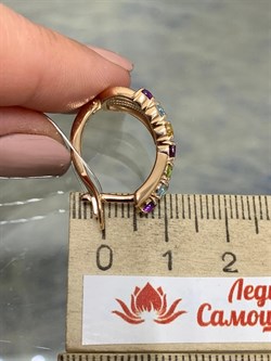 *Серьги Микс Аметист Родолит Топаз Хризолит Цитрин арт. 02-2715/0М88-06-652 вес 5,55 г - фото 280314