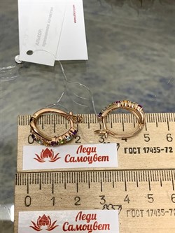 *Серьги Микс Аметист Родолит Топаз Хризолит Цитрин арт. 02-2715/0М88-06-652 вес 5,55 г - фото 280315