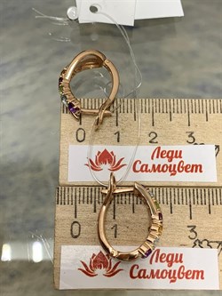 *Серьги Микс Аметист Родолит Топаз Хризолит Цитрин арт. 02-2715/0М88-06-652 вес 5,55 г - фото 280316