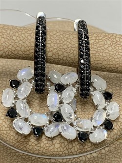 *Серьги Микс Адуляр Черная Шпинель арт. 02-2388/0ЛНК-00-496 вес 7,79 г - фото 280357