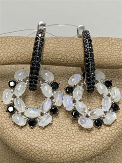 *Серьги Микс Адуляр Черная Шпинель арт. 02-2388/0ЛНК-00-496 вес 7,79 г - фото 280360