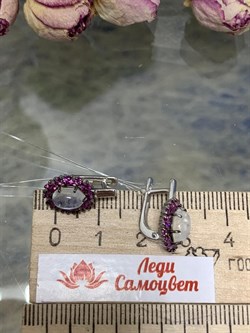 *Серьги Микс Адуляр Родолит арт. 02-2387/0ЛНК-00-586 вес 3,52 г - фото 280423