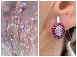 *Серьги Микс Адуляр Родолит арт. 02-2387/0ЛНК-00-593 вес 3,54 г - фото 280428