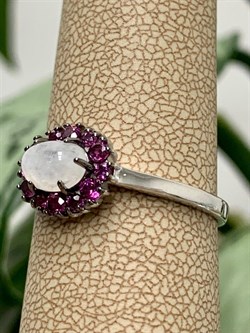 *Кольцо р.19 Микс Адуляр Родолит арт. 01-2387/0ЛНК-00-313 вес 2,15 г - фото 280447