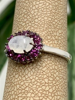 *Кольцо р.18 Микс Адуляр Родолит арт. 01-2387/0ЛНК-00-562 вес 2,23 г - фото 280456