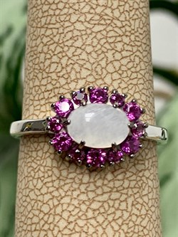 *Кольцо р.17,5 Микс Адуляр Родолит арт. 01-2387/0ЛНК-00-548 вес 2,19 г - фото 280474