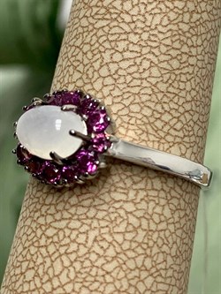 *Кольцо р.17,5 Микс Адуляр Родолит арт. 01-2387/0ЛНК-00-548 вес 2,19 г - фото 280480