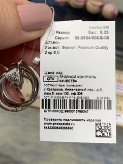 *Серьги Конго Трансформеры Белый Фианит арт. 02-2534/00СВ-00-640 вес 5,23 г - фото 280539 *Серьги Конго Трансформеры Белый Фианит арт. 02-2534/00СВ-00-640 вес 5,23 г - фото 280539