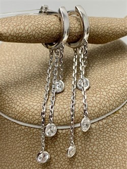 *Серьги Конго Белый Фианит арт. 02-2809/00СВ-00-287 вес 2,7 г - фото 280655