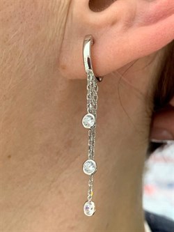 *Серьги Конго Белый Фианит арт. 02-2809/00СВ-00-287 вес 2,7 г - фото 280657