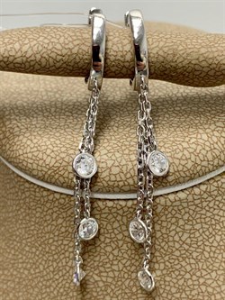 *Серьги Конго Белый Фианит арт. 02-2809/00СВ-00-287 вес 2,7 г - фото 280658