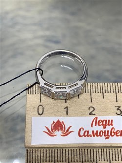 *Кольцо р.17,5 Белый Фианит арт. 01-2010/00КЦ-00-957 вес 3,6 г - фото 280800