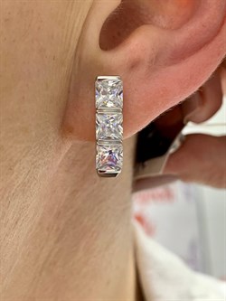 *Серьги Белый Фианит арт. 02-2010/00КЦ-00-867 вес 5,85 г - фото 280813