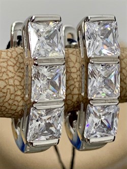 *Серьги Белый Фианит арт. 02-2010/00КЦ-00-867 вес 5,85 г - фото 280814