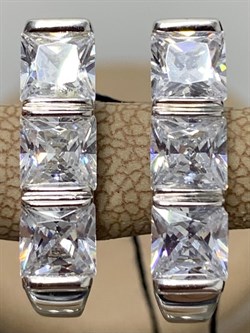 *Серьги Белый Фианит арт. 02-2010/00КЦ-00-867 вес 5,85 г - фото 280816