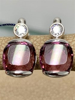 *Серьги иск Родолит арт. 02-1602/0РДК-00-626 вес 3,8 г - фото 280838