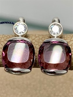 *Серьги иск Родолит арт. 02-1602/0РДК-00-626 вес 3,8 г - фото 280839