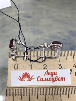 *Серьги иск Родолит арт. 02-1602/0РДК-00-626 вес 3,8 г - фото 280843