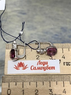 *Серьги иск Родолит арт. 02-1602/0РДК-00-626 вес 3,8 г - фото 280844