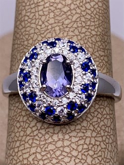 *Кольцо р.18,5 Орхидея Микс Иолит арт. К1322Ю/Ag-617/108-686 вес 2,69 г - фото 280891