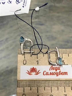 *Серьги Голубой Топаз арт. 02-1831/00ТБ-00-491 Вес 2,96 г - фото 281223