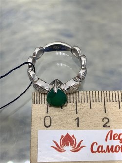 *Кольцо р.17,5 Зеленый Агат арт. 01-2083/00АГ-00-618 вес 4,71 г - фото 281250
