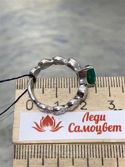 *Кольцо р.17,5 Зеленый Агат арт. 01-2083/00АГ-00-618 вес 4,71 г - фото 281251