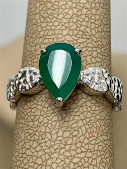 *Кольцо р.17,5 Зеленый Агат арт. 01-2083/00АГ-00-618 вес 4,71 г - фото 281252