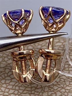 *Серьги Танзанит цв Красное арт. 2-102-019-31-923 вес 1,51 г - фото 281335