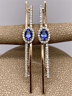 *Серьги Петли Танзанит цв Красное арт 2-108455-00-31-093 вес 3,66 г - фото 281414