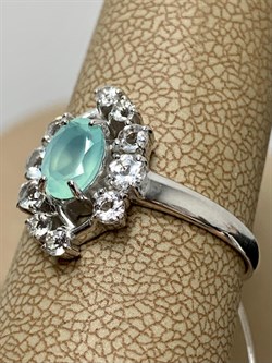 *Кольцо р.19,5 Мятный Агат арт. 01-2499/0М86-00-279 вес 2,77 г - фото 281912