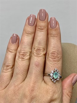 *Кольцо р.19,5 Мятный Агат арт. 01-2499/0М86-00-279 вес 2,77 г - фото 281914