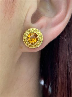 *Пусеты Цитрин арт. 02-2792/00ЦТ-08-891 вес 4,28 г - фото 281987