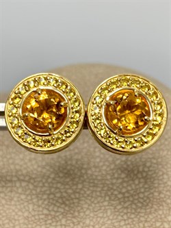 *Пусеты Цитрин арт. 02-2792/00ЦТ-08-891 вес 4,28 г - фото 281995