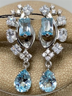 *Серьги Голубой Топаз арт. 02-0901/00ТБ-00-355 вес 6,76 г - фото 282111