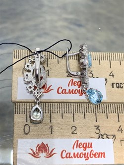 *Серьги Голубой Топаз арт. 02-0901/00ТБ-00-355 вес 6,76 г - фото 282114