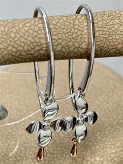 *Серьги Петли Белый Бриллиант арт. 02-2065/000Б-00-790 вес 1,92 г - фото 282606 *Серьги Петли Белый Бриллиант арт. 02-2065/000Б-00-790 вес 1,92 г - фото 282606