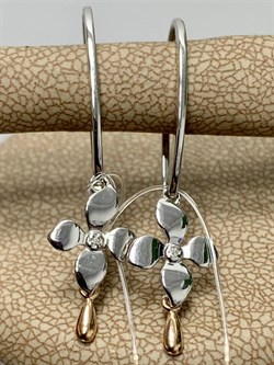 *Серьги Петли Белый Бриллиант арт. 02-2065/000Б-00-790 вес 1,92 г - фото 282609 *Серьги Петли Белый Бриллиант арт. 02-2065/000Б-00-790 вес 1,92 г - фото 282609