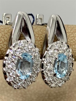*Серьги Голубой Топаз арт. 02-0895/00ТБ-00-891 Вес 4,83 г - фото 282626