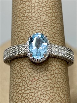 *Кольцо р.17,5 Голубой Топаз арт. 01-1913/00ТБ-00-859 Вес 3,62 г - фото 282883